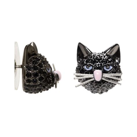 Kate Spade New York • Cats Meow Out Of The Bag Black Cat Crystal Stud