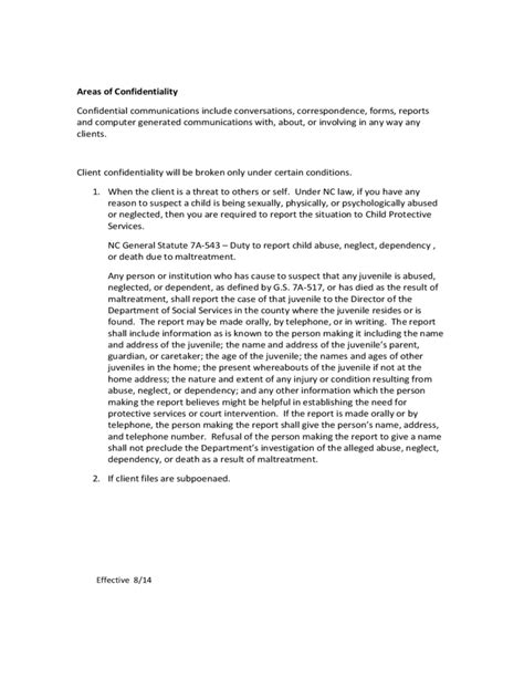 Confidentiality Policy Example Free Download
