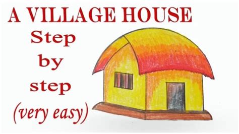 How To Draw A Village House Hut Step By Step Very Easy Drawing