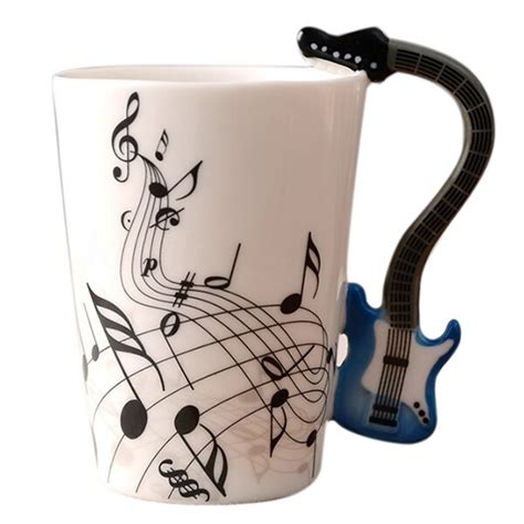 300ml Guitar Cup Music Note Ceramic Acoustic Coffee Milk Tea T