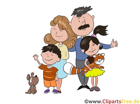 Große Familie Comic Cartoon Clipart Illustration