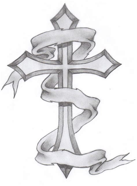 Thick grey outline cross tattoo on shoulder. Cross Tattoos Designs, Ideas and Meaning | Tattoos For You