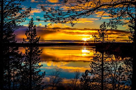 Fonds Decran Levers Et Couchers De Soleil Ciel Rivières Nuage Arbres