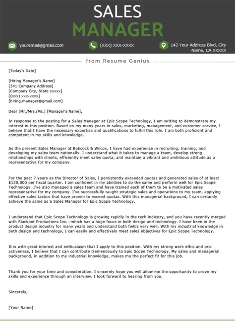How do you make a cover letter for a resume? Job Application Letter For Sales Manager Samples ...