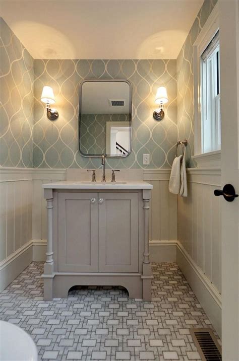Minimalist Grey Geometric Bathroom Wallpaper Ideas Home Inspiring