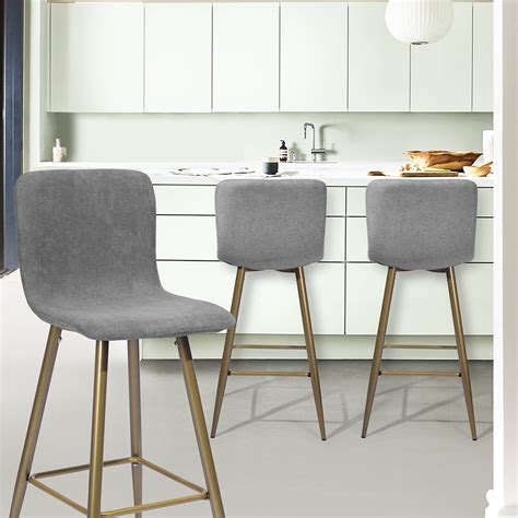 Homy Casa Bar Stools Set Of Upholstered Kitchen Chair With Back