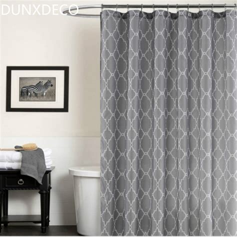 Dunxdeco Shower Curtain Waterproof Bath Room Polyester Fabric Curtain 180x180cm Nordic Gray