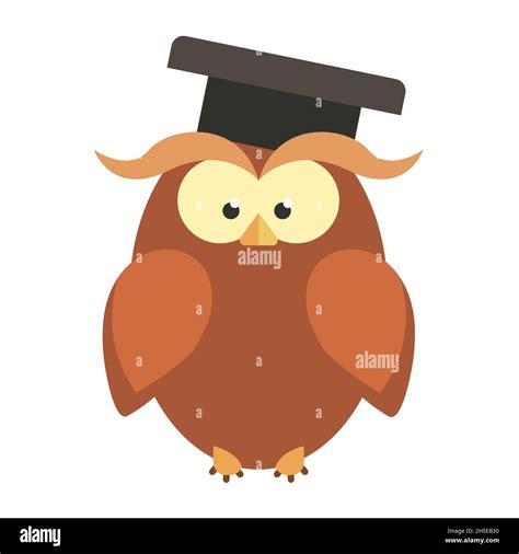 Owl Wearing Graduation Cap Bird In Flat Style Stock Vector Image And Art