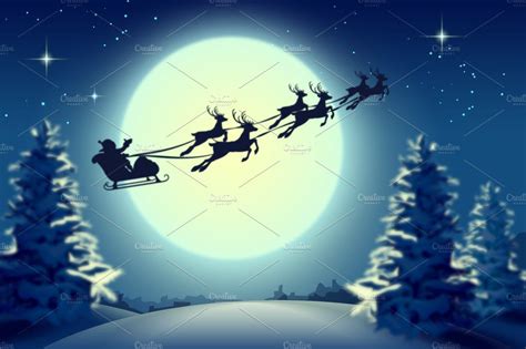 santa claus in sleigh and reindeer christmas scenes sleigh santa and reindeer