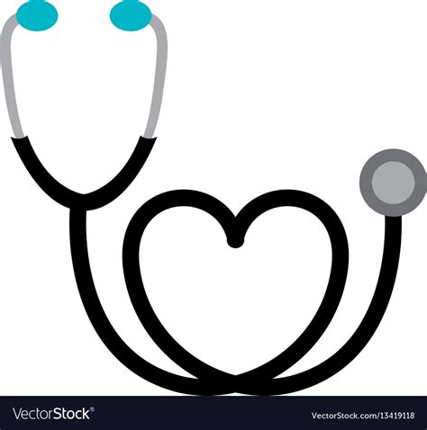 Black Sticker Stethoscope With Heart Icon Vector Image