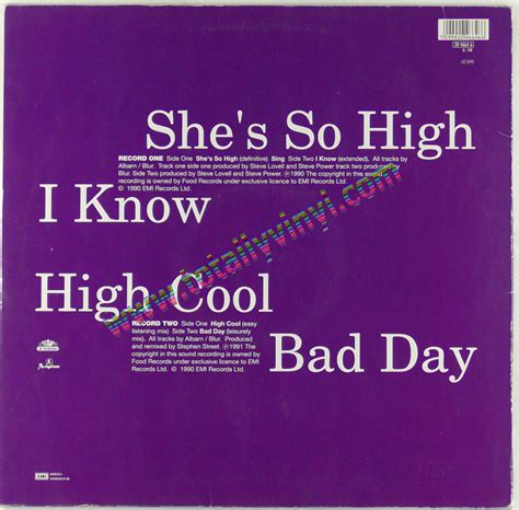 Totally Vinyl Records Blur Shes So High I Know High Cool Bad Day 12 Inch 12 X 2