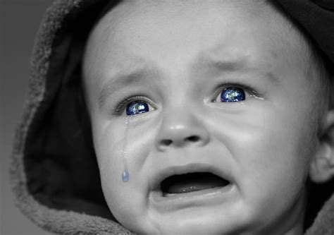 Bebé Llorando Bebé Cara Expresión Retrato Infeliz Niño Lágrima