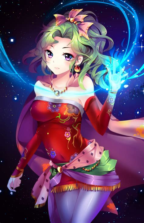 Long Hair Green Hair Pink Eyes Terra Branford Anime