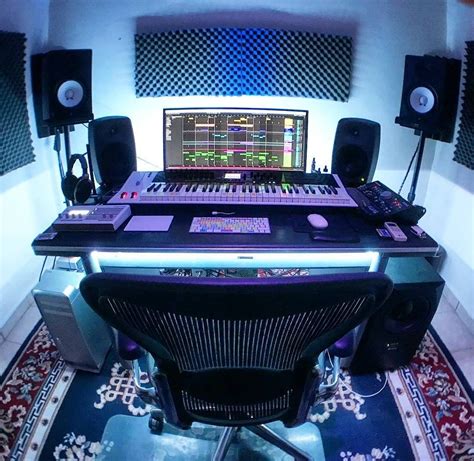 Edm Studio With Lights A White Midi Keyboard And Nice Desk Home