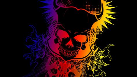 Wallpaper Colorful Black Illustration Dark Gradient Devil Skull