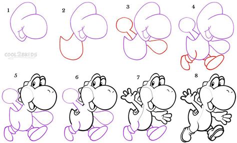 A small oval for the nose two ovals for step 9: How To Draw Yoshi Step by Step Drawing Tutorial with ...