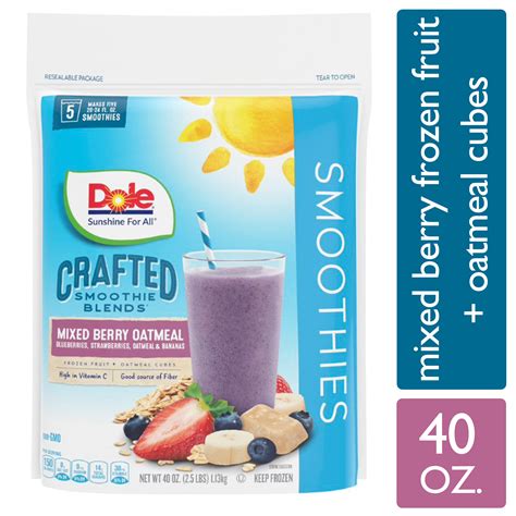 Dole Crafted Smoothie Blends Frozen Mixed Berry Oatmeal Blend 40 Oz