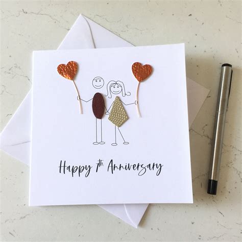 7th Anniversary Card Copper Wedding Anniversary Card Wife Etsy Uk