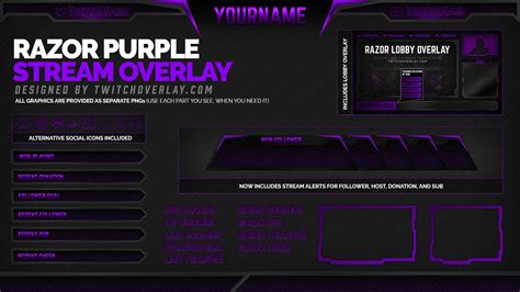 Razor Purple Twitch Overlay For Obs Streamlabs And Xsplit