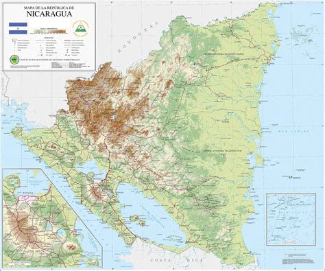 Mapa De Relieve Sombreado De Nicaragua