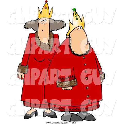 Clip Art Of Aroyal King And Queen Wearing Red Robes And Gold On White