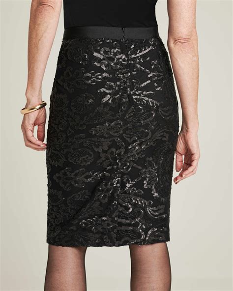 Black Sequin Sequin Pencil Skirt Pure Collection