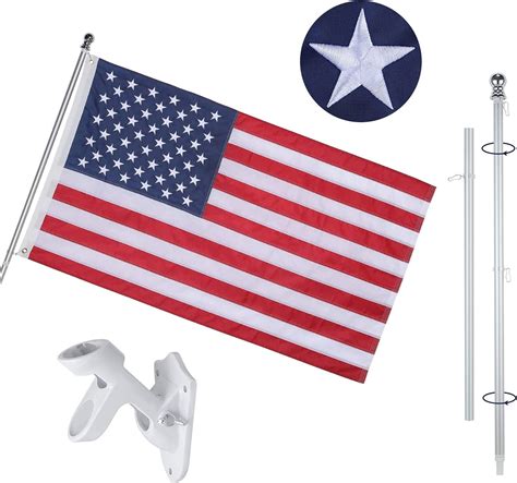 buy atoah 3x5 american flag pole kit with nylon us flag and 6ft tangle free spinning aluminum flag