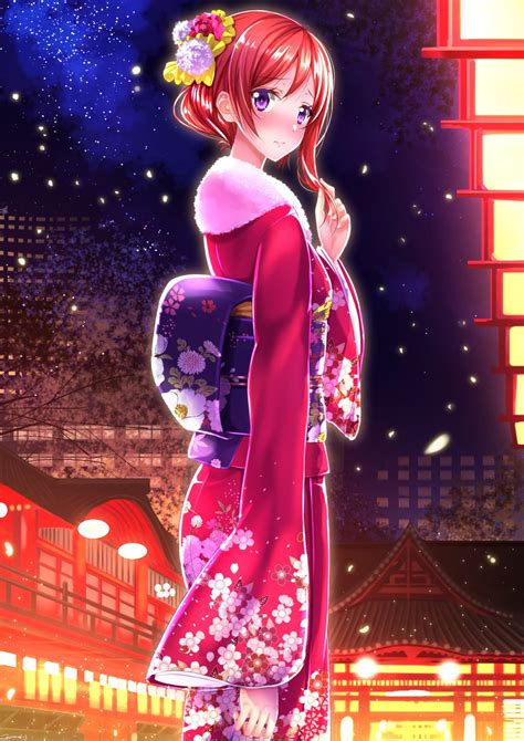 Love Live School Idol Anime Series Girl Kimono Pink
