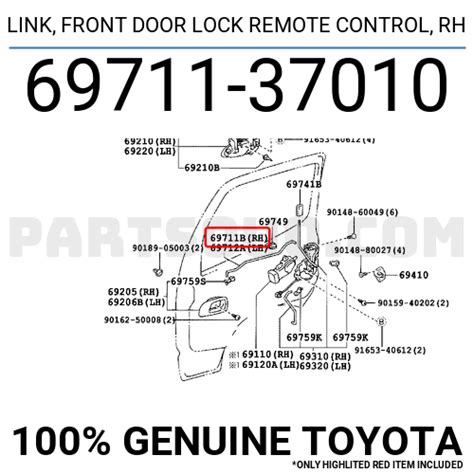 Link Front Door Lock Remote Control Rh 6971137010 Toyota Parts