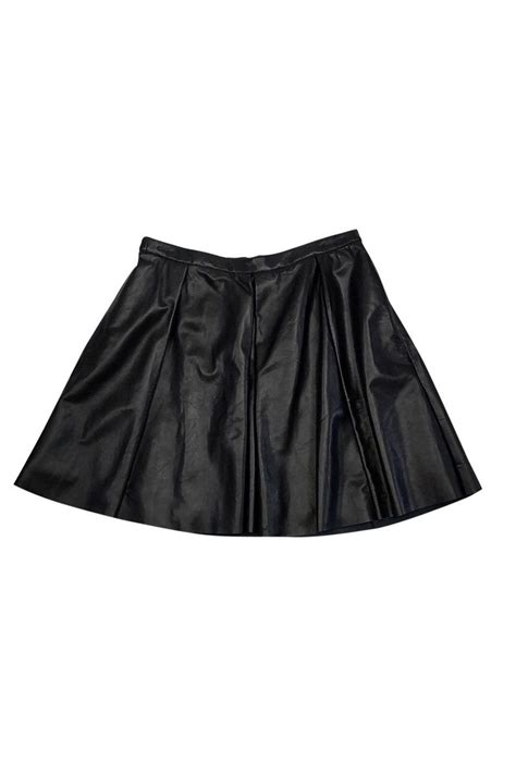 Burberry Black Flared Leather Skirt Sz 8 Current Boutique Casual