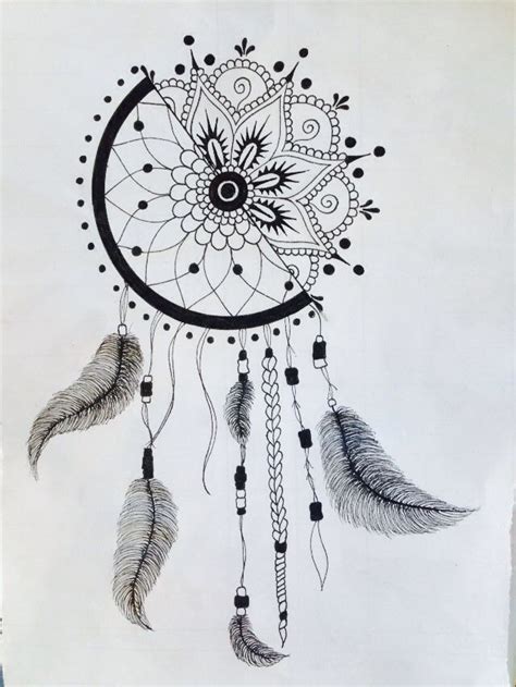 A dream catcher i drew dream catcher tattoo design. Pin by Jessica Cahanin on Tat love | Mandala art lesson ...