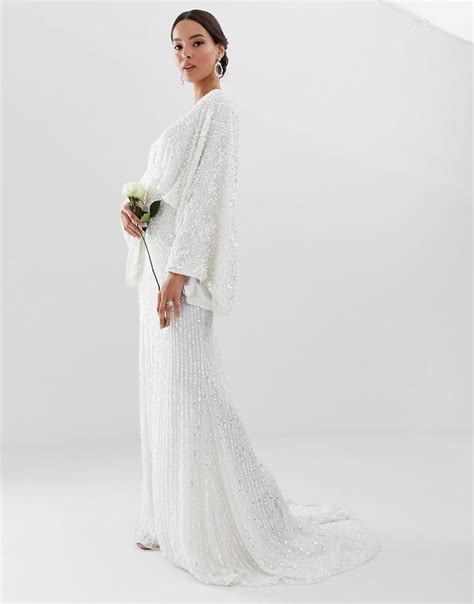 For an elegant tulle wedding gown, shop anaya with love, or if you're looking for embellished details, check out what maya has to offer. ASOS EDITION Sequin Kimono Sleeve Wedding Dress - We ...