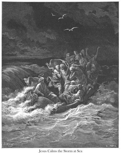 Jesus Calms The Storm At Sea Gustave Dore Antique Gothic Etsy