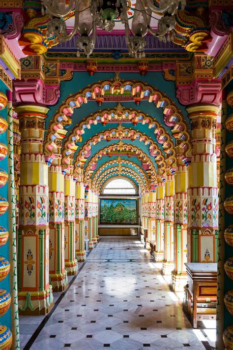 Colorful Rainbow Archways In The Interior Of Shantinath Mandir A Jain