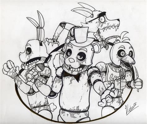 A coloring game has never been so scary and terrifying. Freddy Fazbear's Pizza happy family | Five Nights at ...