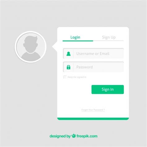 Green And White Login Form Template Vector Free Download