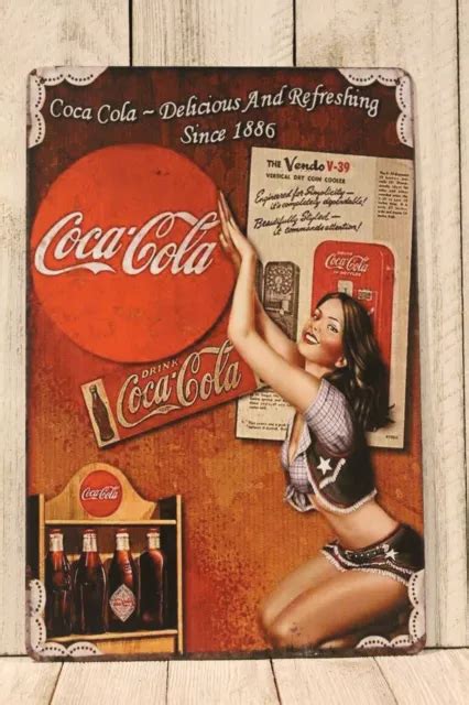 Coca Cola Coke Sexy Pinup Girl Tin Sign Poster Vintage Ad Style Diner