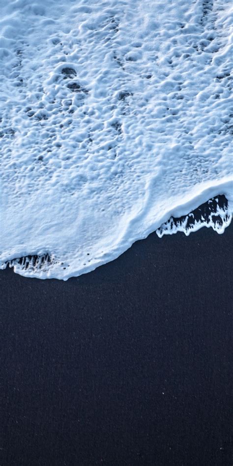 Black Beach Sea Waves Close Up 1080x2160 Wallpaper Blue Wallpaper