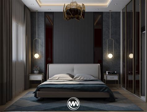 Dark Wall Master Bedroom Luxury Decorating Ideas With Pendant Lights