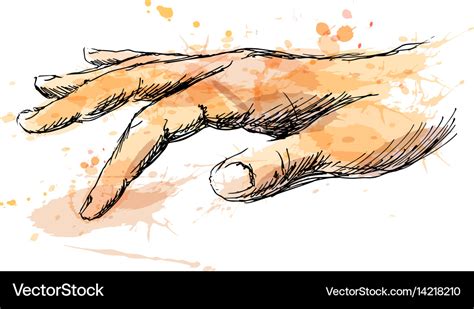 Colored Sketch Of Touching Hand Royalty Free Vector Image
