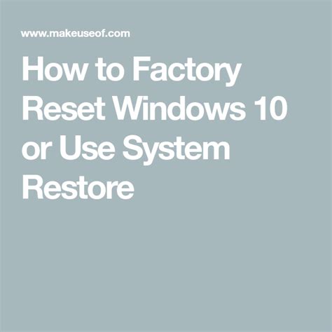 How to factory reset a pc. How to Factory Reset Windows 10 or Use System Restore ...