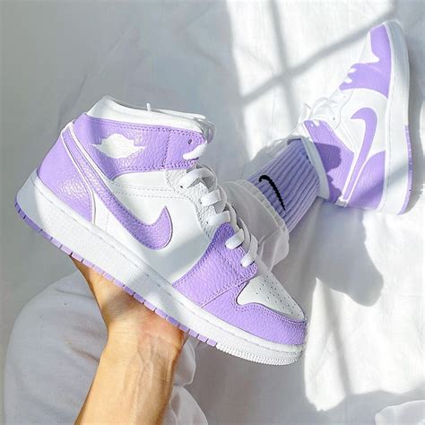 custom air force 1 mid nike lilac color sneakers fashion jordan shoes girls cute nike shoes