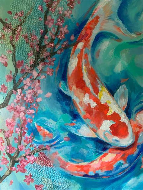 Koi Fish Painting Print Colorful Large Scale Fish Decor Fish Etsy