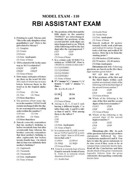 Rbi Assistant Exam Previous Years Question Paper Eduvark