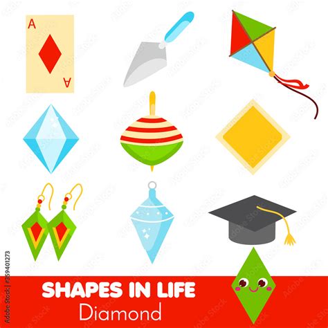 Shapes In Life Diamond Rhombus Learning Cards For Kids Educational