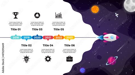 Universe Background Startup Vector Infographic Rocket Launch Into