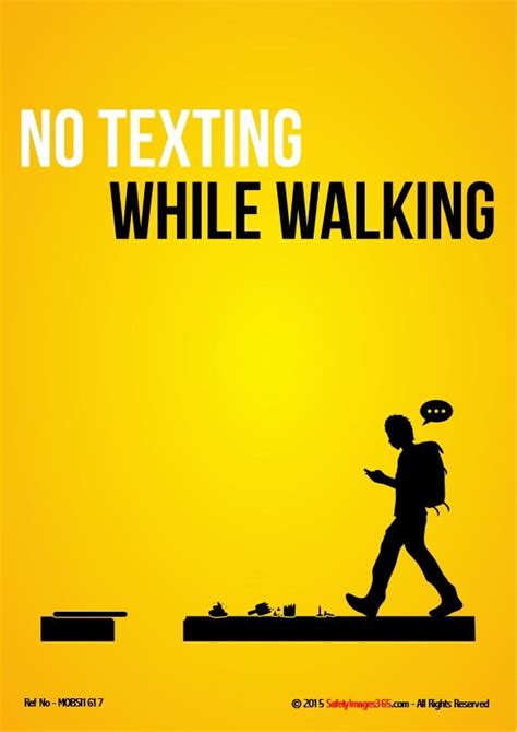 Mobile Phone Safety Poster No Texting While Walking