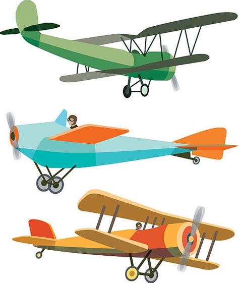 Set Of Retro Airplanes Vector Art Illustration Airplane Illustration