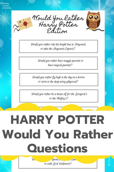 Magical Harry Potter Would You Rather Questions