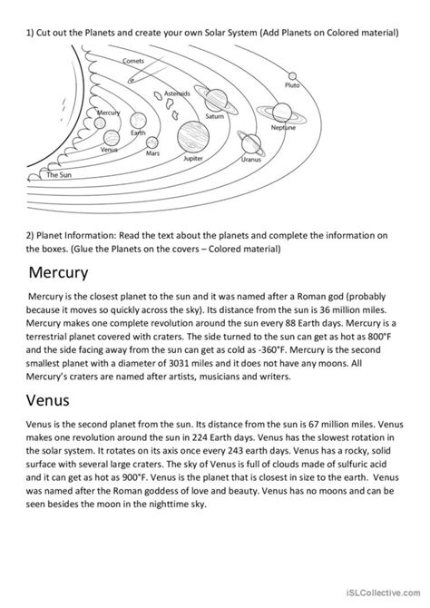 Planets And Solar System Info English Esl Worksheets Pdf And Doc